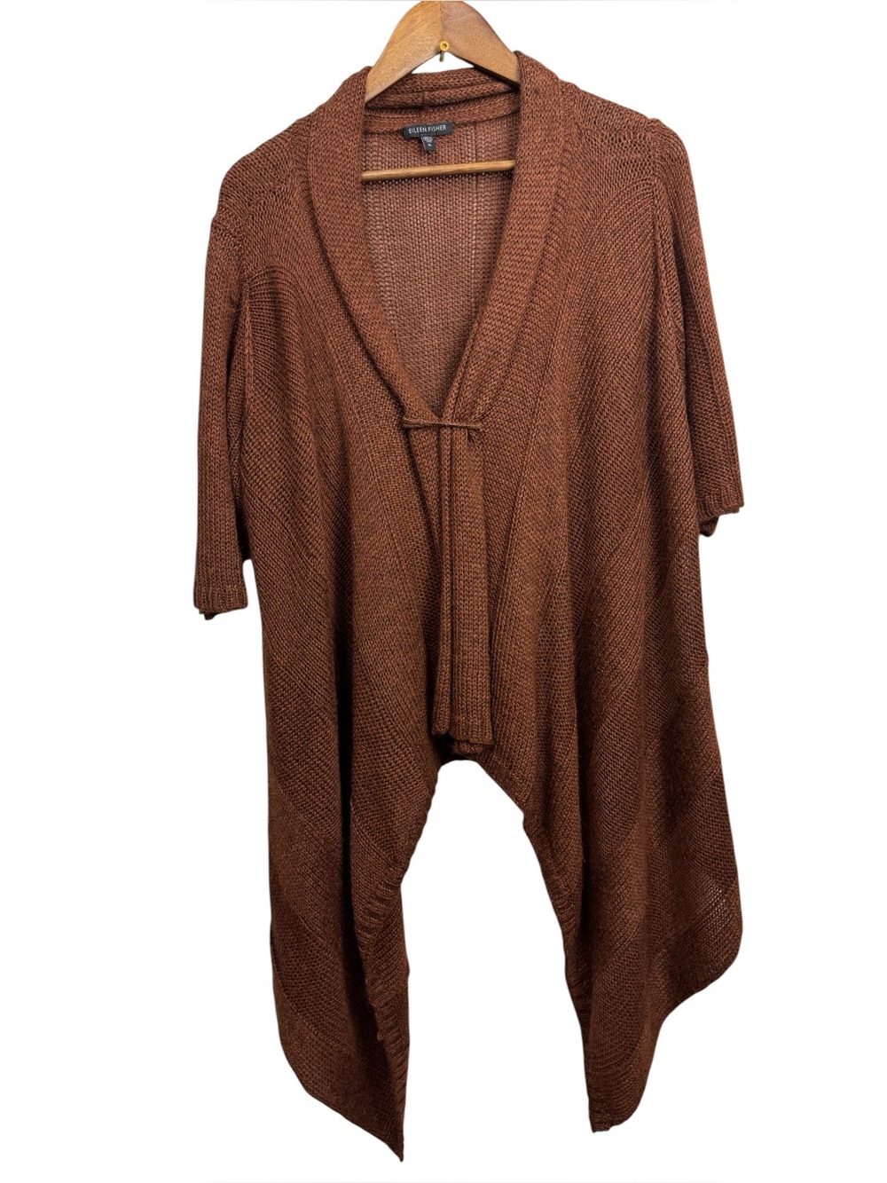 Eileen Fisher Rust Brown Open-Front Draped Cardigan